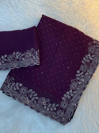 GEORGETTE FABRIC WITH STON WORK SAREE