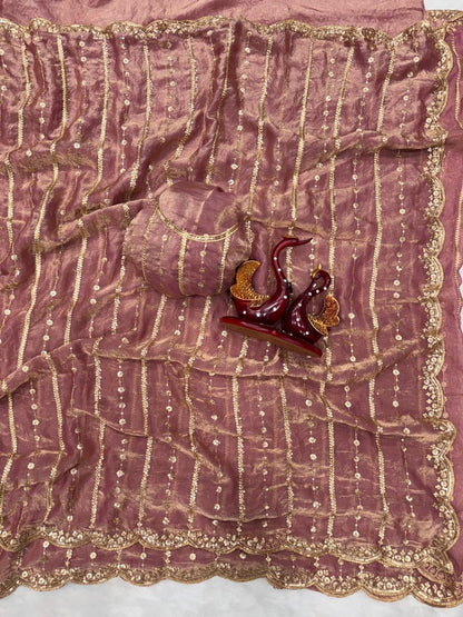 Embroidery Soft Space Silk Saree (M1001)