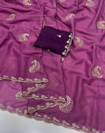 Star Georgette Embroidery Saree