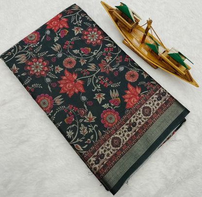 Soft Art Silk with Beautiful Flower Design Saree