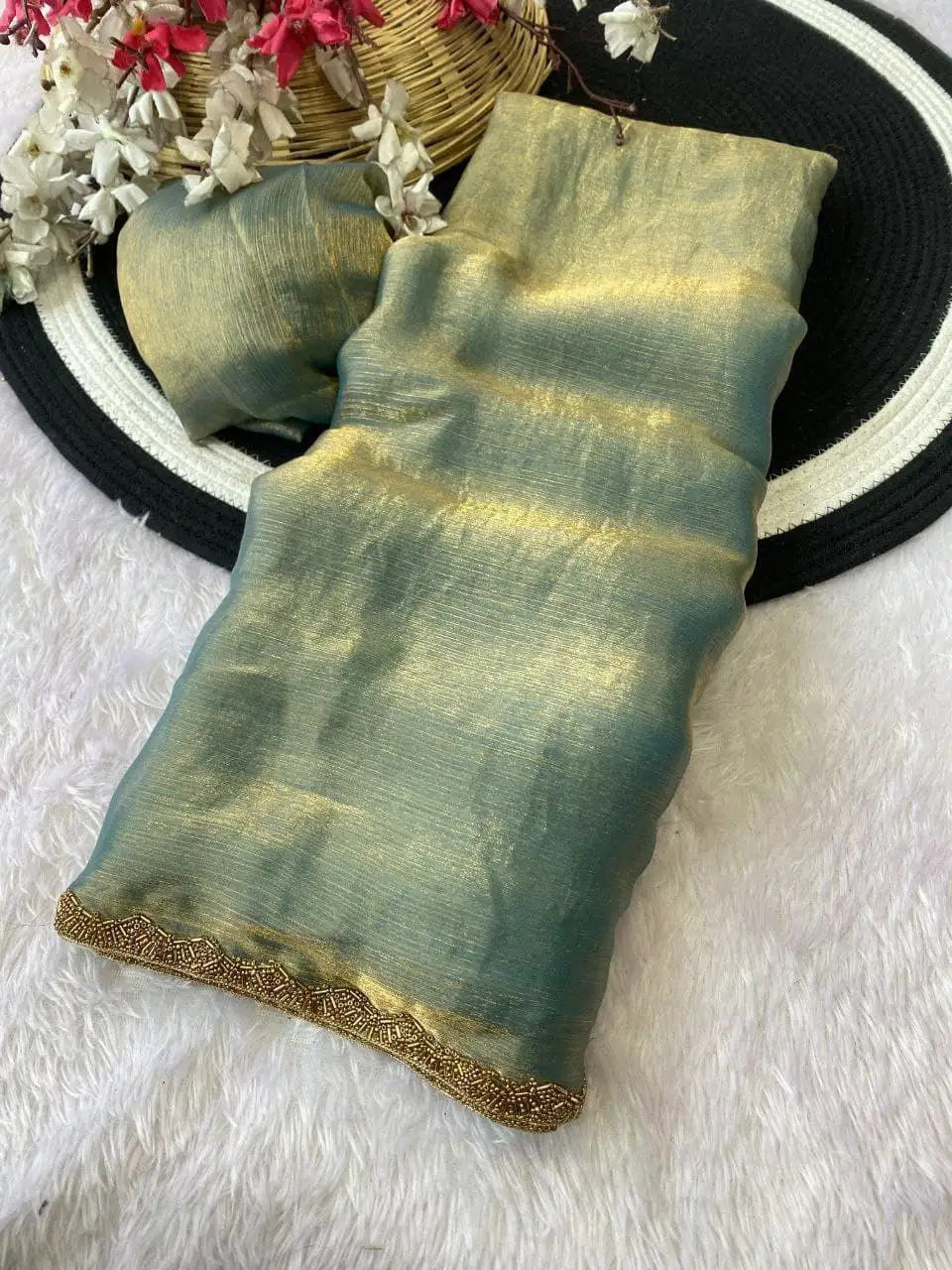 Golden Mustard Space Sillk  Saree