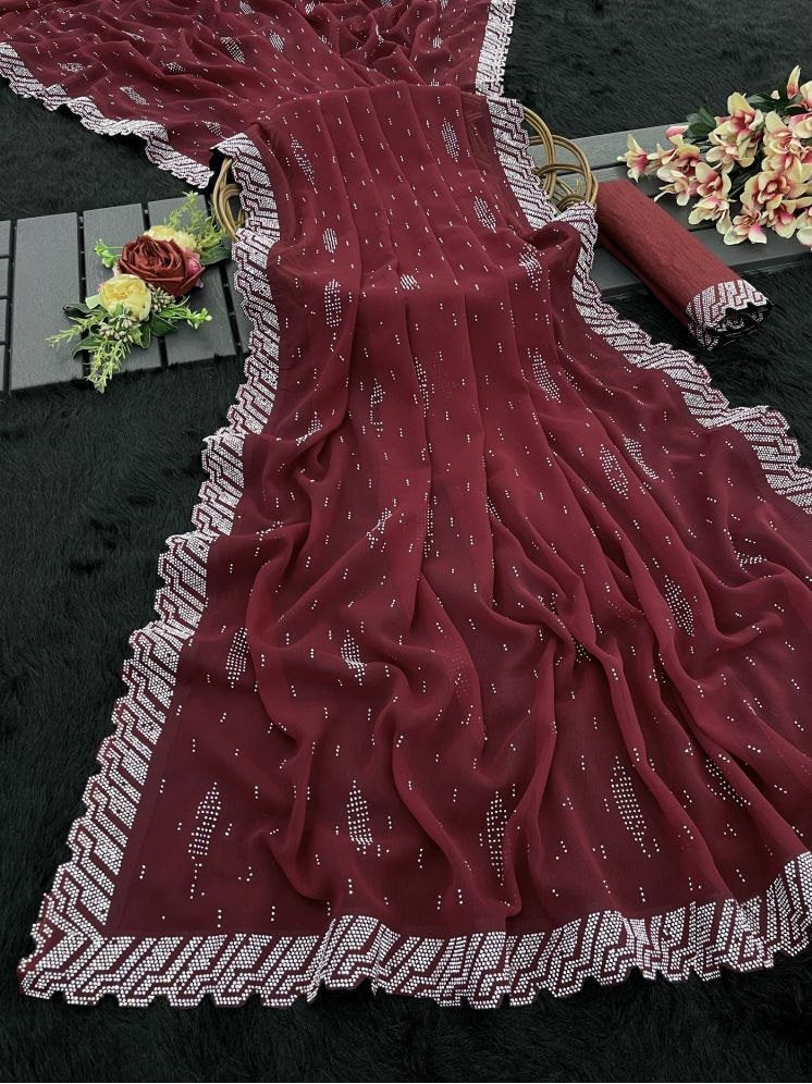 Georgette  Saree with Swarovski Work & Pallu Latkan