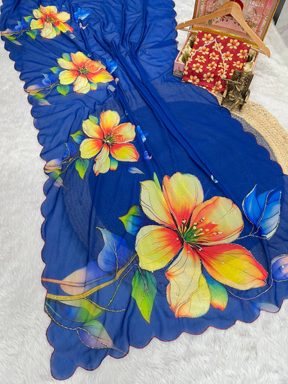 Handcrafted digital prints Saree