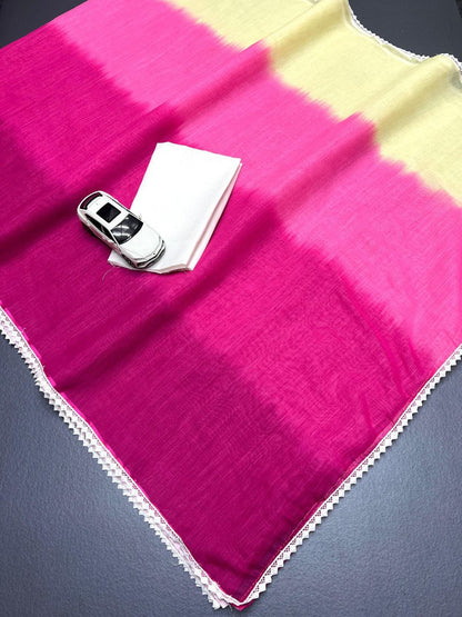 Plain Linen Digital Print Saree