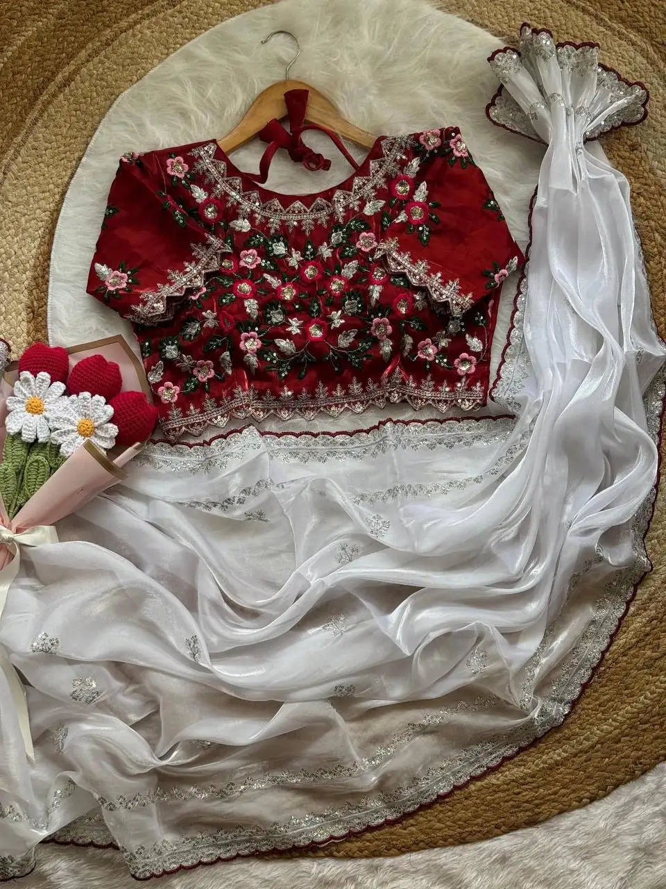 Soft Space Silk Saree with Heavy Sequin & Zari Embroidery and Arca Border | LAVANYA