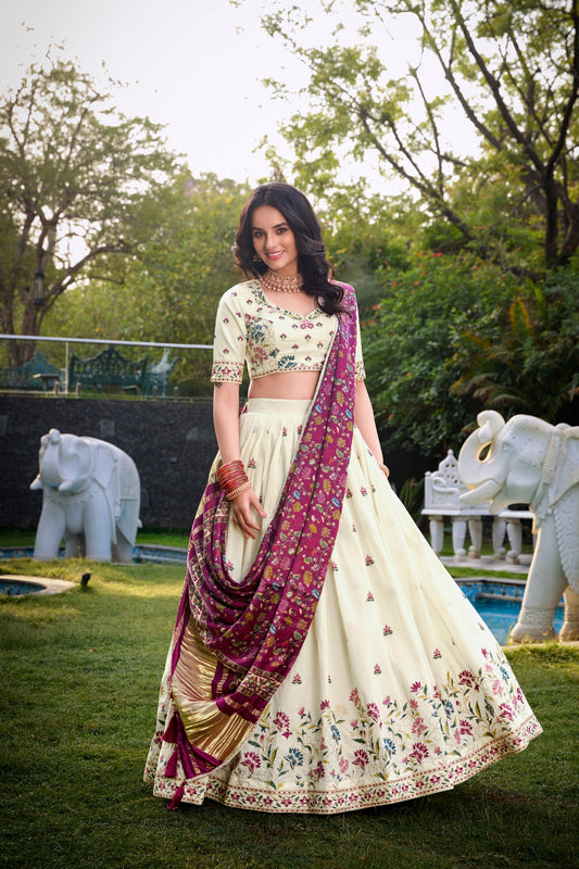 Dark Pink Khadi Cotton Sequins and thread embroidery