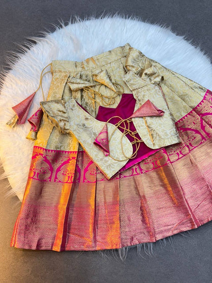 Designer Jacquard Weaving Kids Lehenga Choli