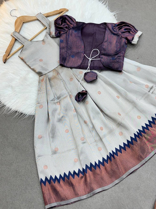 Kids Koti Gown with Jacquard Weaving & Embroidery