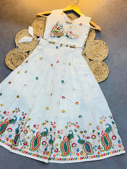 Kids Kora Cotton Lehenga Choli with Butterfly Back Design