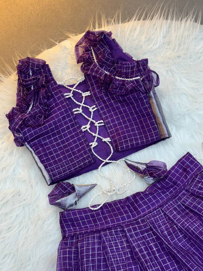 Kids Organza Zari Lehenga Choli