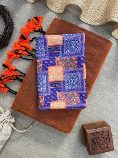 Khadi Cotton Saree  With Tassels And  Printed Blouse