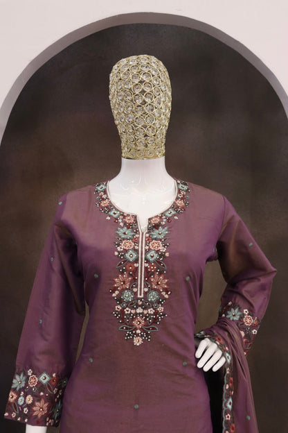 Roman Simar with Embroidery Multi &amp; Zarkhan Work  Suit
