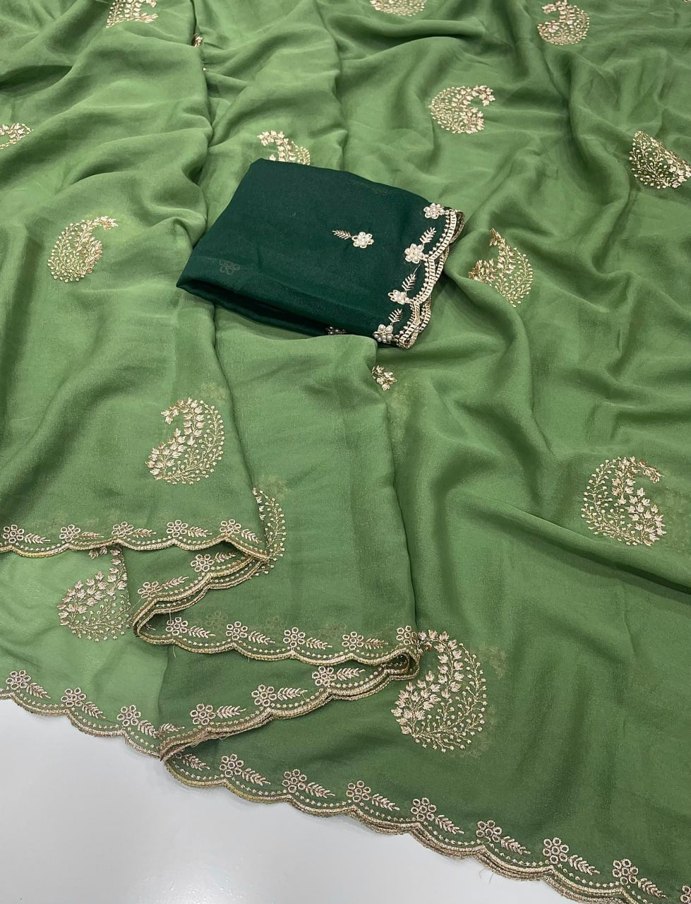 Star Georgette Embroidery Saree