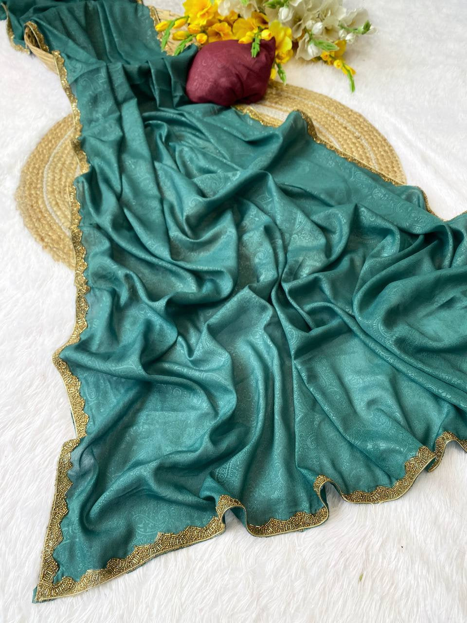 Golden Simmer Emboss Saree