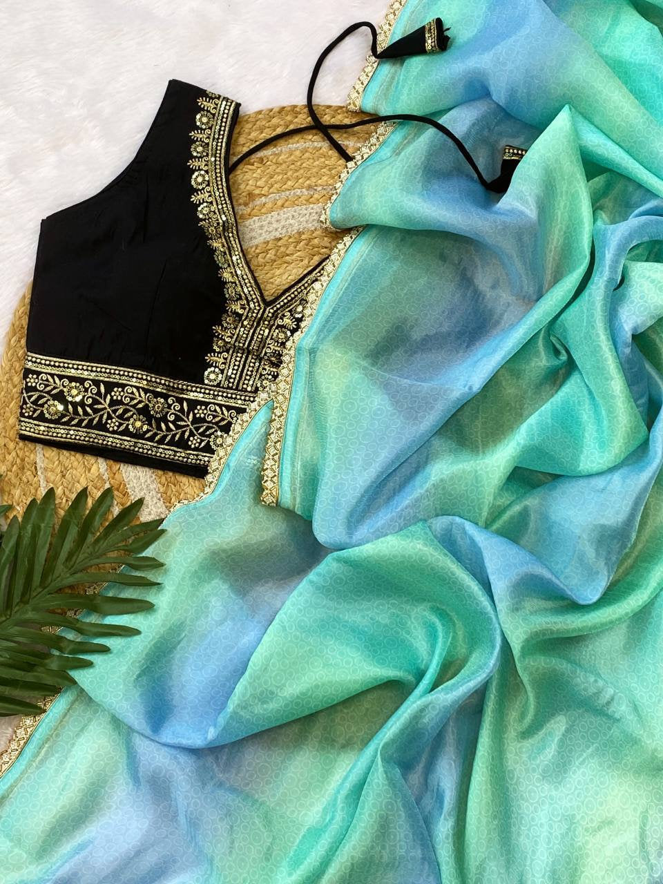 Vichitra Silk Saree with Fancy Valmoti Lace Border