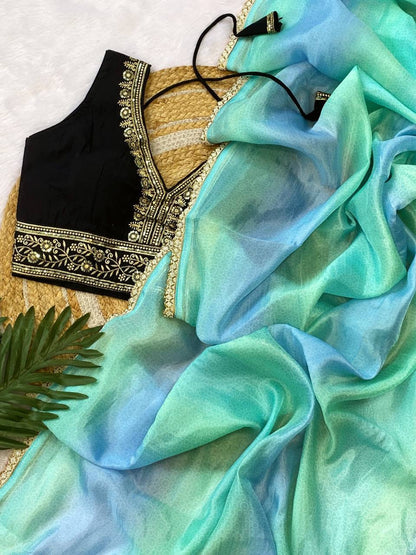 Vichitra Silk Saree with Fancy Valmoti Lace Border