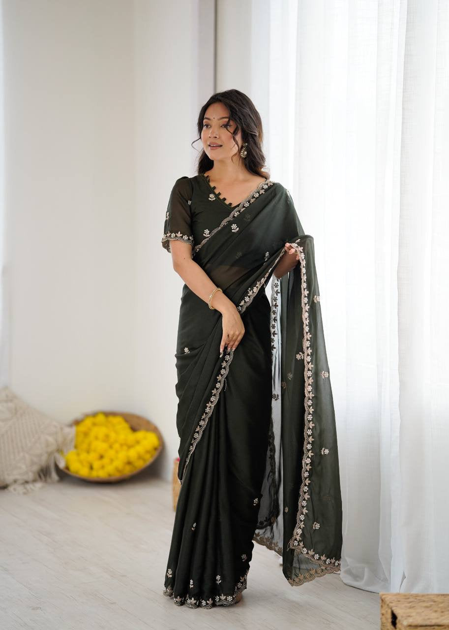 Star Georgette Silk Saree with Embroidery