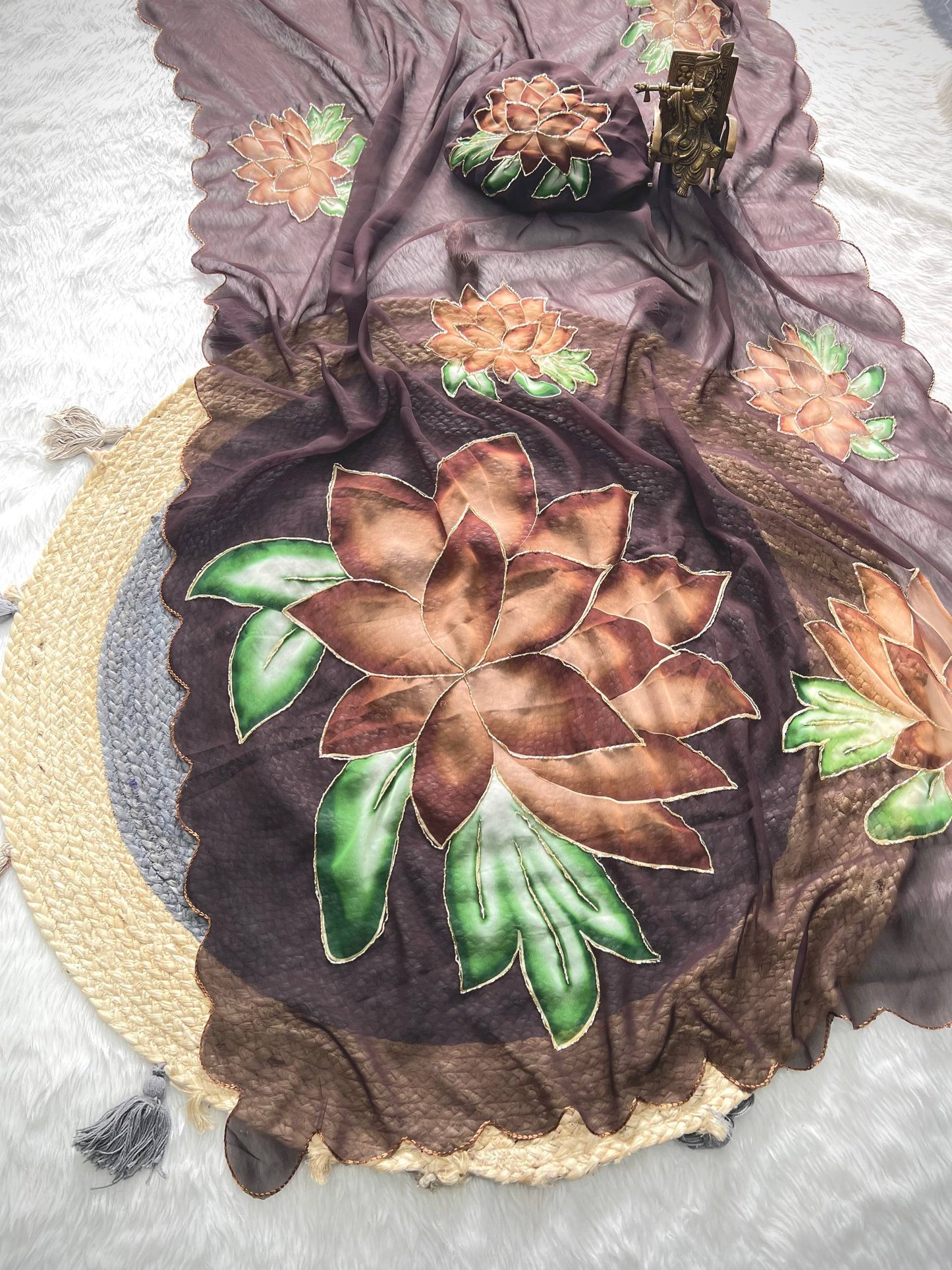 Soft Pure Georgette Handwork Saree