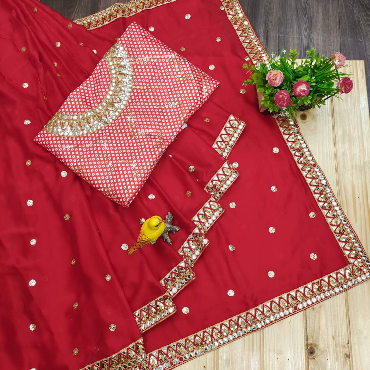 Super Heavy Rangoli Silk Saree – Embroidery & Sequins Work | Code 4020