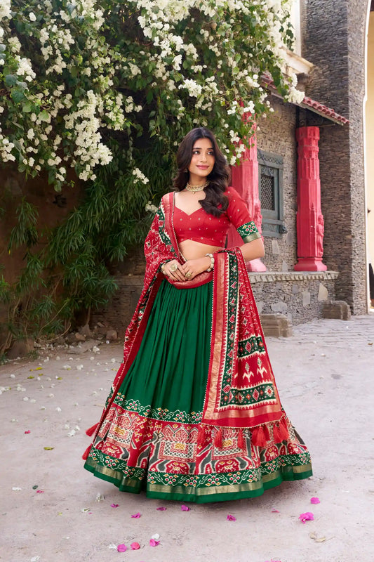 Tussar Silk Patola Print Lehenga Choli with Gotta Patti Dupatta | DIYANSHI LNB1221