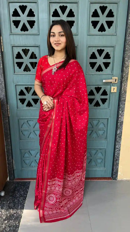 Mal Mal Cotton Silk Saree with Mill Print | Daily & Office Wear Saree – SF-2287