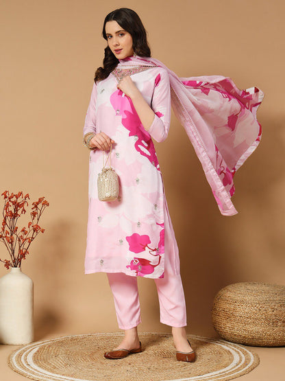 Muslin with Digital Print Kurta  Pant Dupatta Set