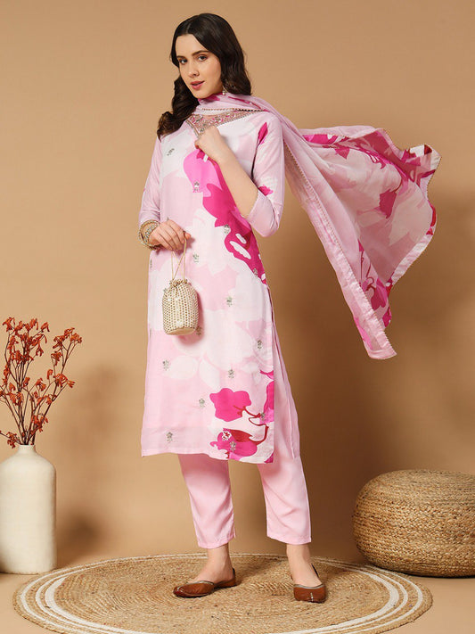 Muslin with Digital Print Kurta  Pant Dupatta Set