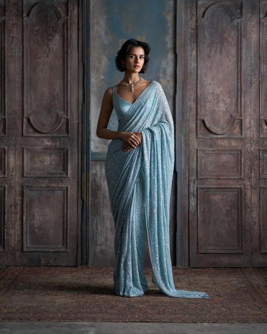 Bollywood Blockbuster Sequins Design Georgette Saree
