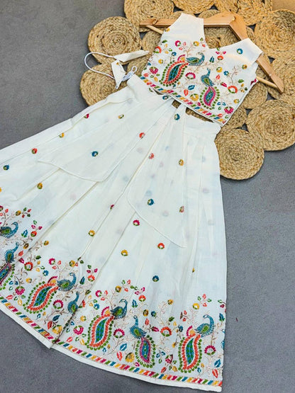 Kids Kora Cotton Lehenga Choli with Butterfly Back Design