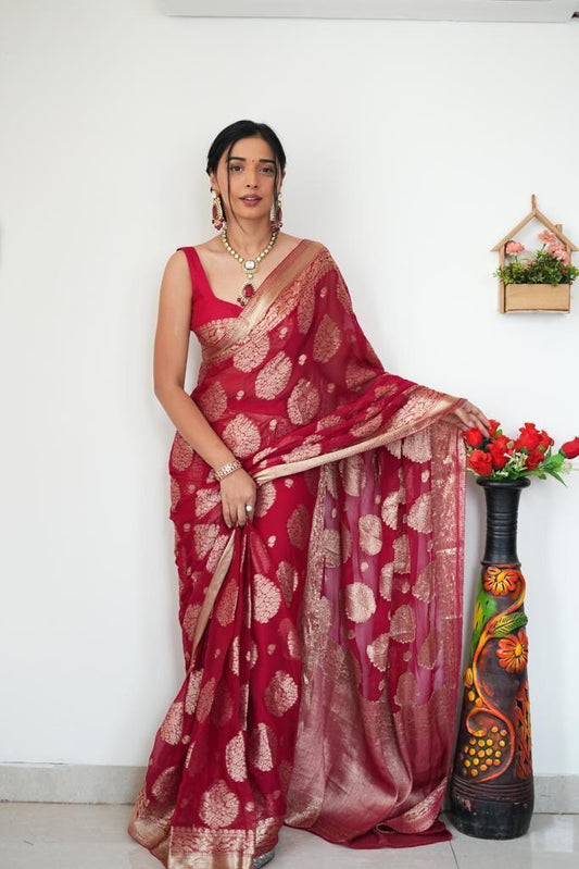 Soft Lilan Slab Cotton Ready To Wear Saree