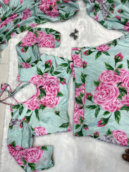 Chinon Silk Lehenga Saree Ready To Wear