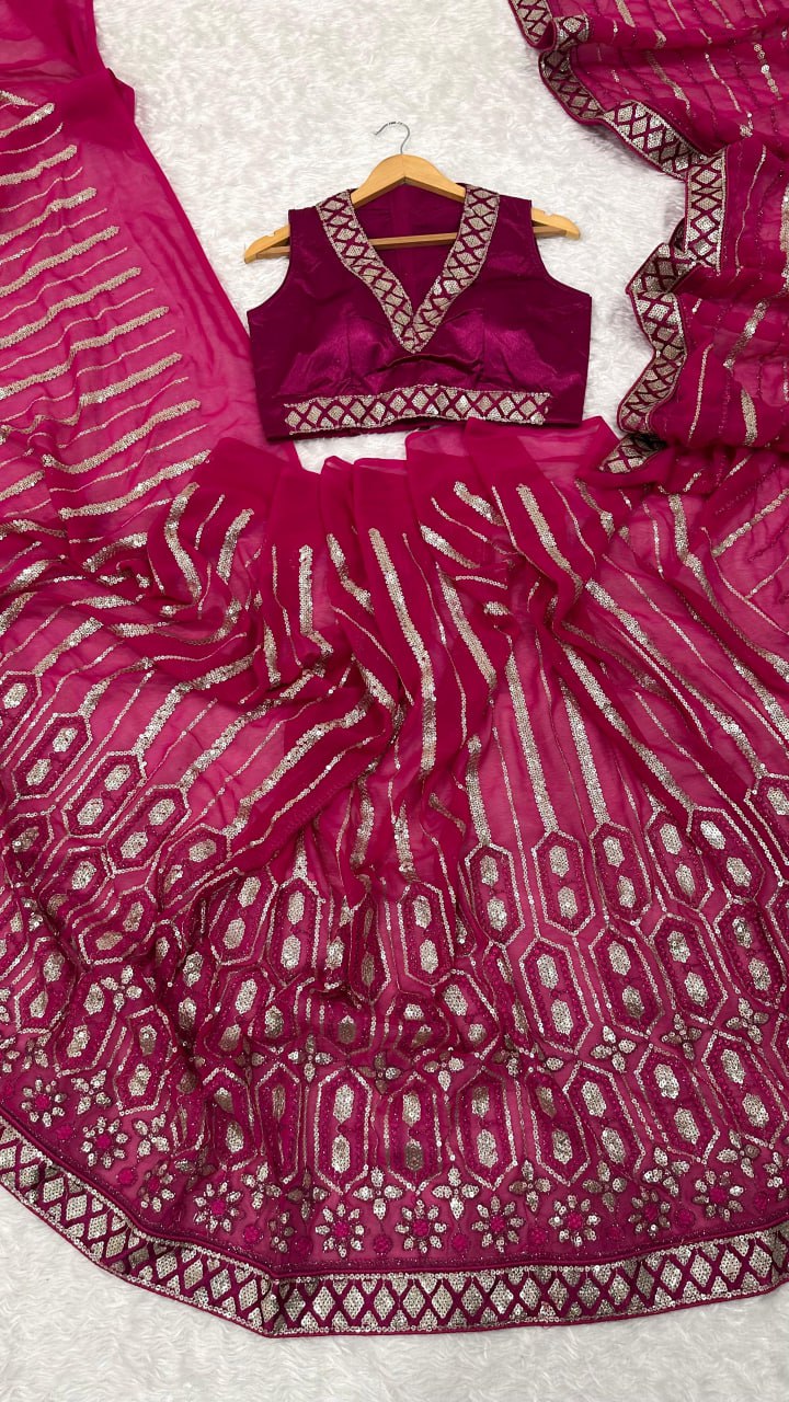 Georgette With Sequins Saree