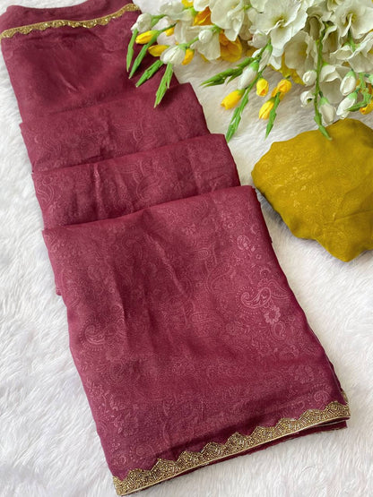 Golden Simmer Emboss Saree