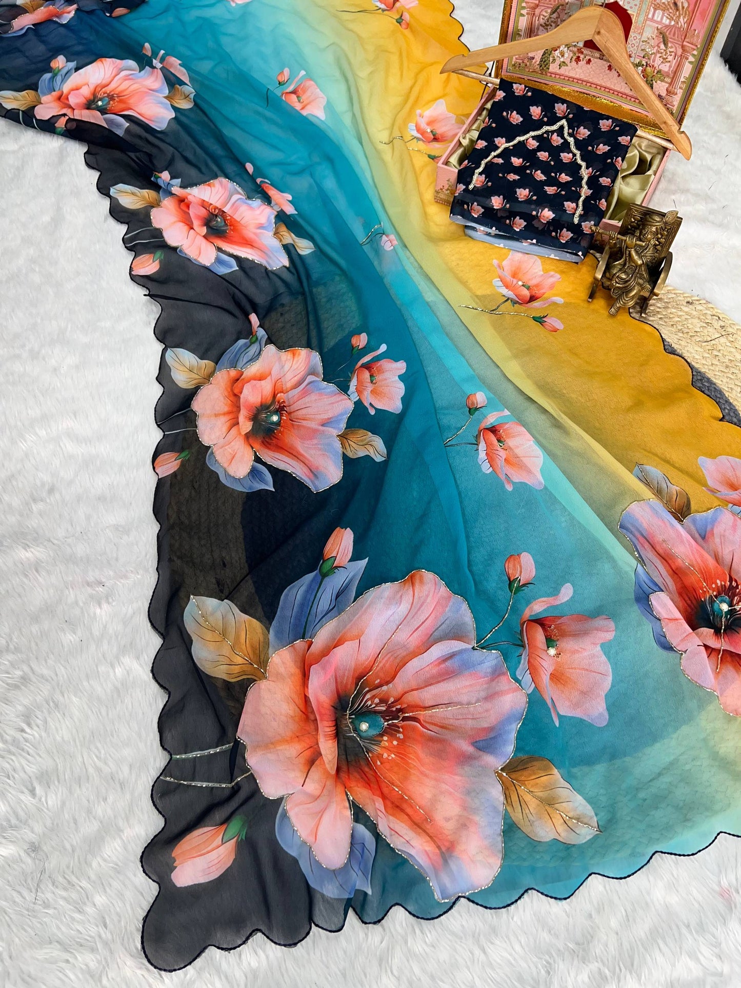 Handcrafted digital prints Saree