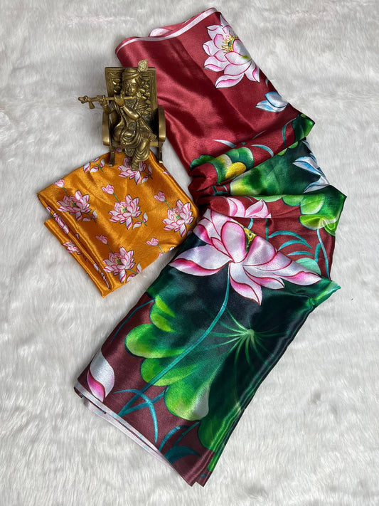 Lustro Silk digital print Saree