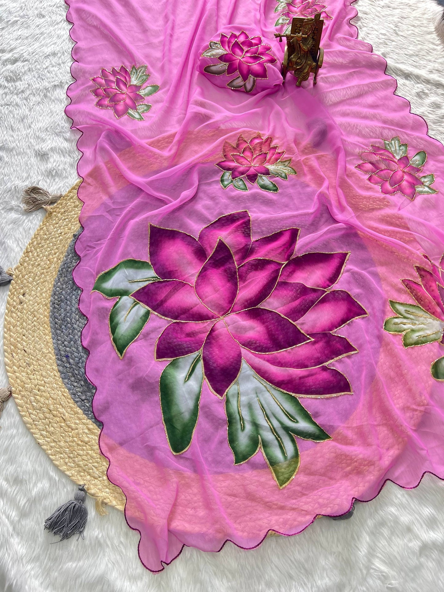 Soft Pure Georgette Handwork Saree