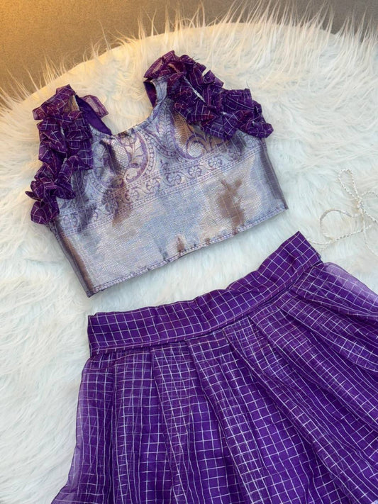 Kids Organza Zari Lehenga Choli