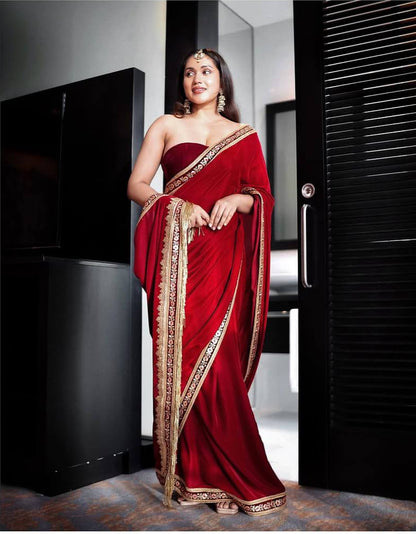 Beautiful Velvet Saree Collection Special for Durga Puja 6026