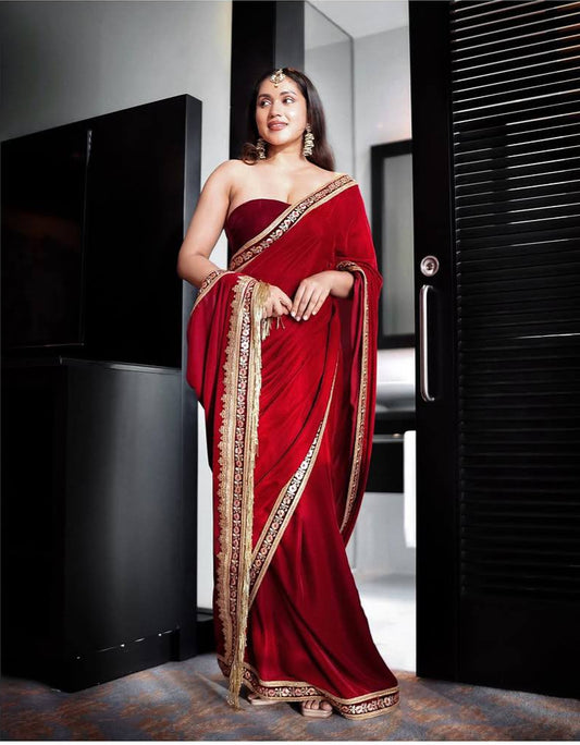 Beautiful Velvet Saree Collection Special for Durga Puja 6026