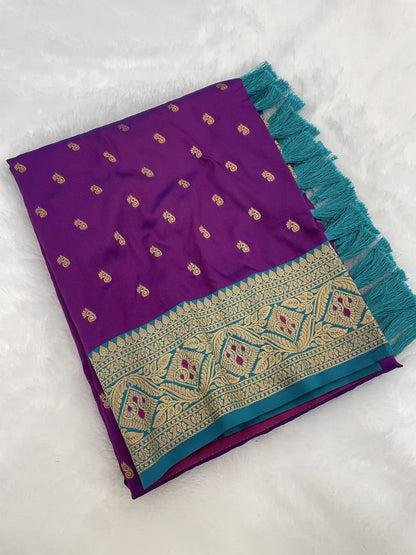Soft Silk  Rich Gold Zari Weaving Paithani Saree