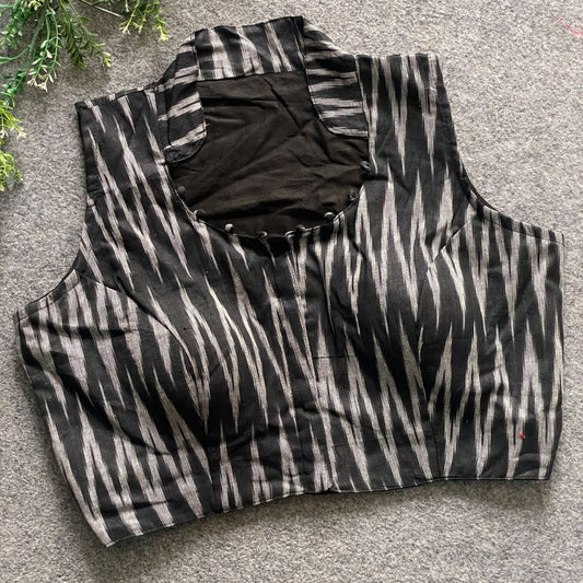 Ikkat Cotton Sleeveless Blouse