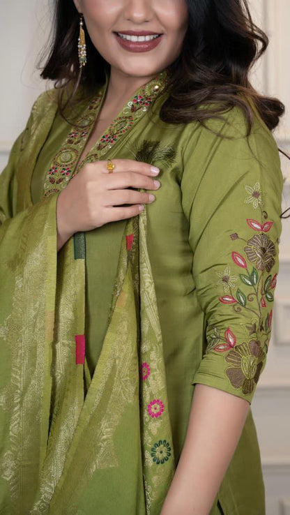 Roman Silk Suit With Hand Work