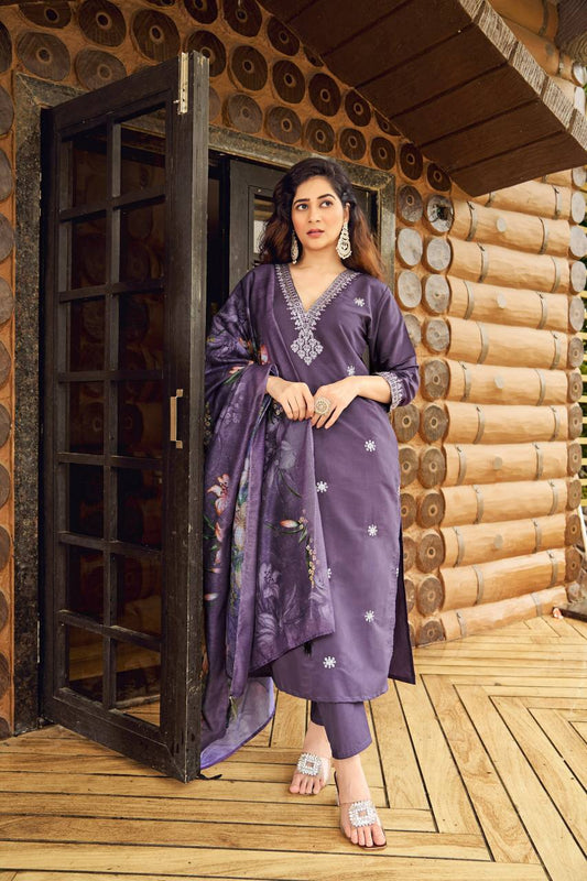 ROMAN SILK Suit With CHANDERI SILK WITH DIGITAL PRINT AND TUSSERS DUPATTA