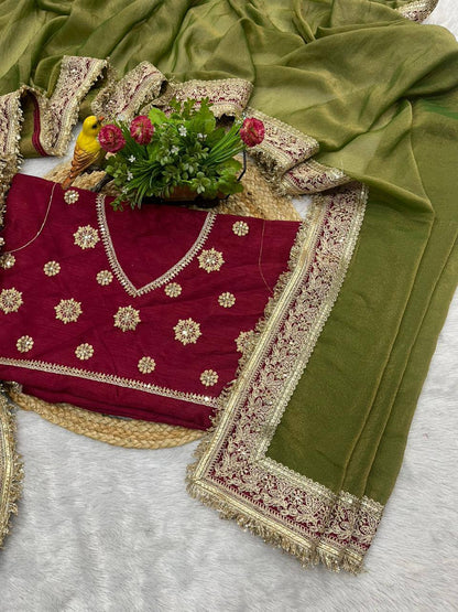 Mocha Silk Bandhej Saree