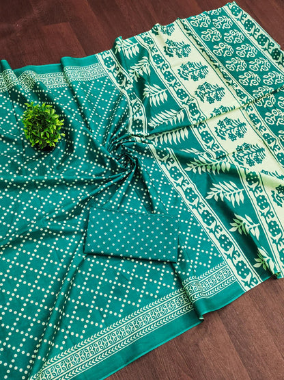 MULMUL COTTON HAND BANDHANI  SAREE