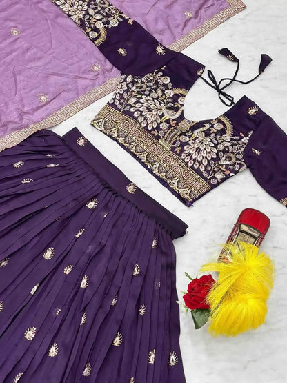 Heavy Embroidery Thread &amp; Sequence Work Lehenga Choli