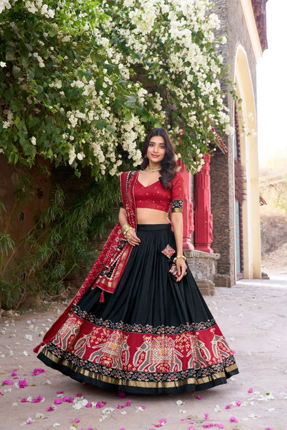 Tussar Silk Patola Print Lehenga Choli with Gotta Patti Dupatta | DIYANSHI LNB1221