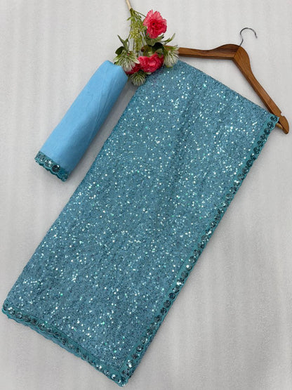 Bollywood Blockbuster Sequins Design Georgette Saree