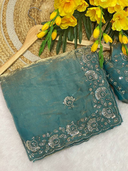 The most trending Beads Work Concept Saree