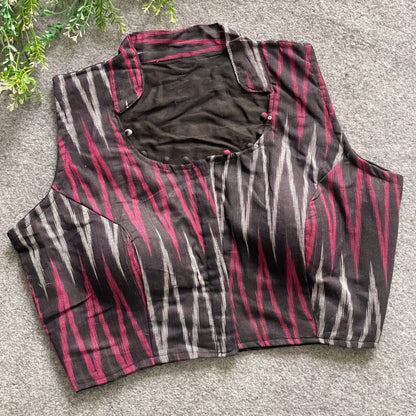 Ikkat Cotton Sleeveless Blouse
